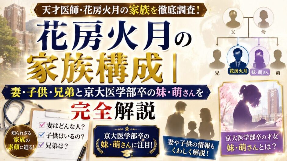 花房火月の家族構成｜妻・子供・兄弟と京大医学部卒の妹・萌さんを完全解説