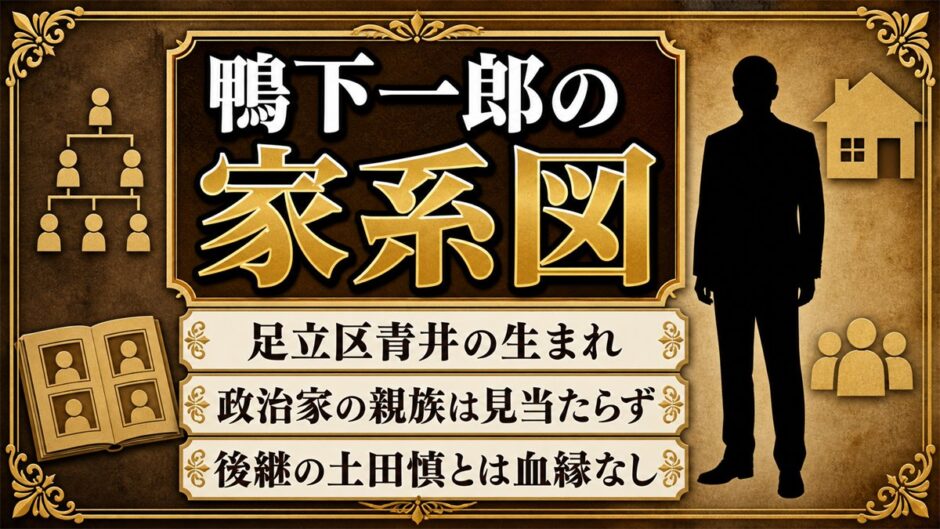 鴨下一郎の家系図に政治家は見当たらない！足立区青井の生まれと後継・土田慎が血縁でない理由
