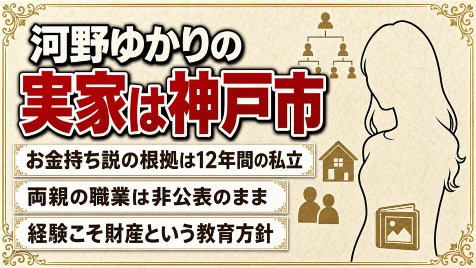 河野ゆかりの実家は神戸市！お金持ち説の根拠と両親が貫いた教育方針