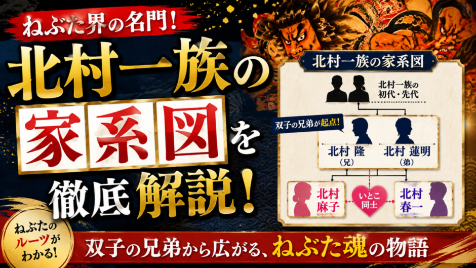 ねぶた師・北村一族の家系図は双子の兄弟が起点！北村隆と蓮明、麻子と春一はいとこ同士