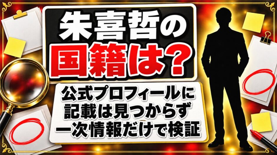 朱喜哲の国籍は非公表！公式プロフィールにあるのは1985年大阪生まれの一行だけ？