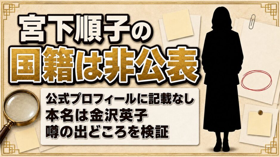 宮下順子の国籍は非公表！韓国説の根拠に挙がるのは本名の金沢英子だけ