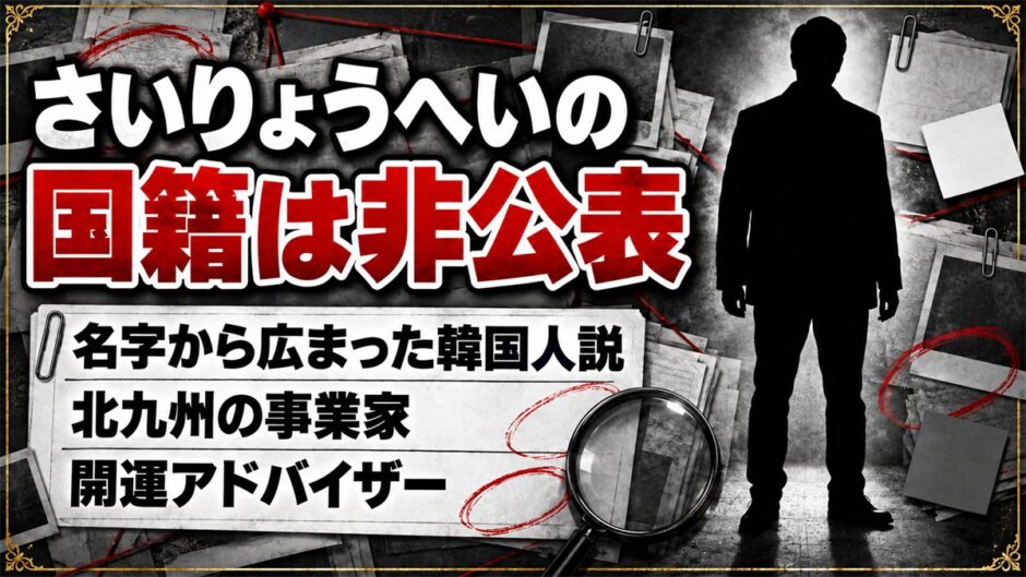 さいりょうへいの国籍は非公表！名字「崔」から広まった韓国人説とは